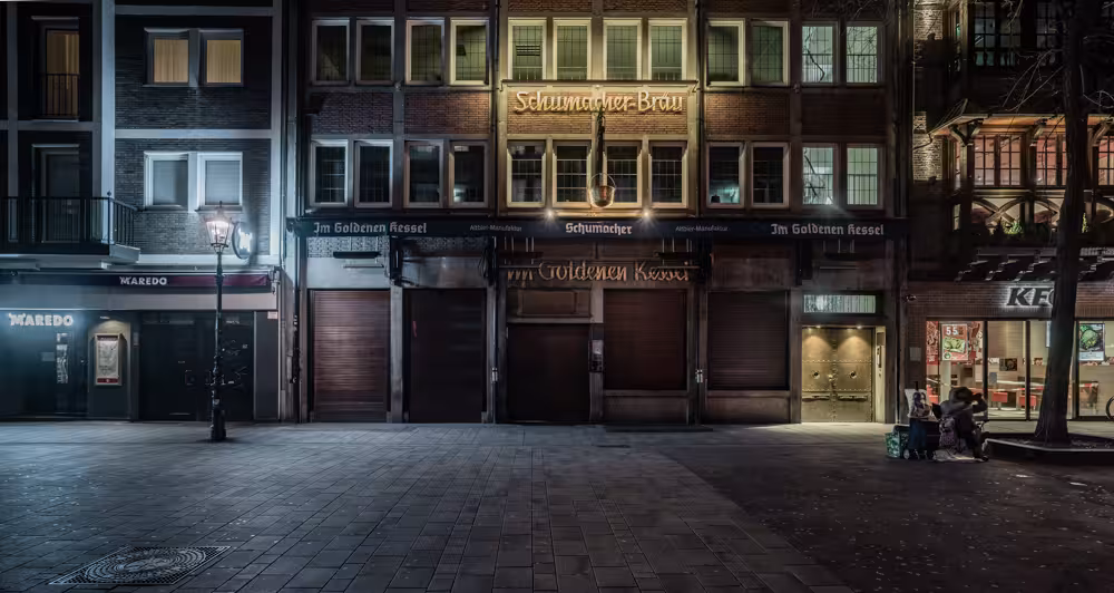 Schumacher-Bräu in Ratingen bei Nacht